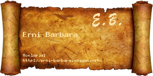 Erni Barbara névjegykártya